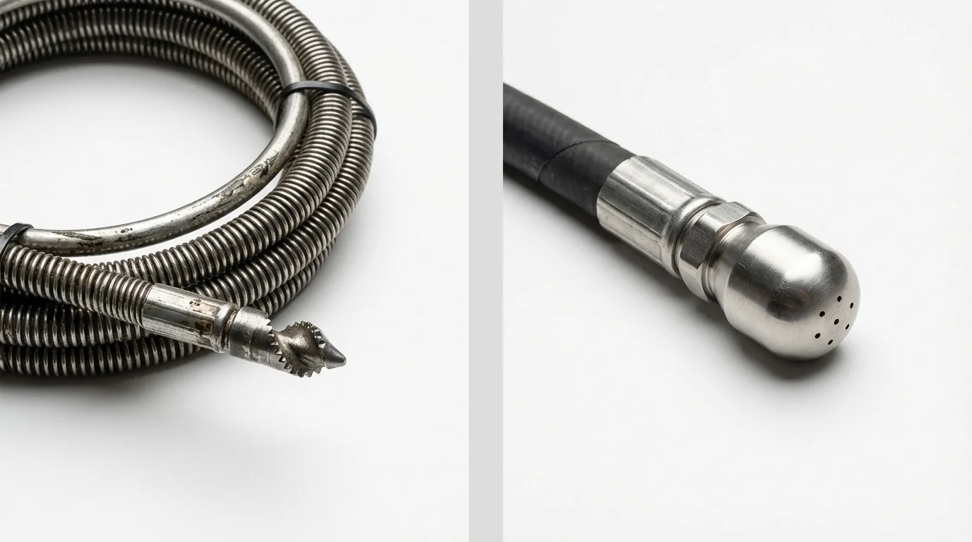 Drain snake cable and hydro jetting nozzle used for drain cleaning in Rio Rico, AZ